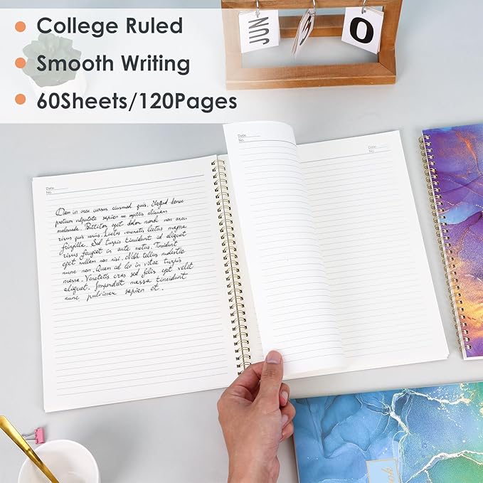 LABUK 3 Pack Spiral Notebook College Ruled Notebook, Aesthetic Journaling Notebooks for Work School Office Home, 3 x 120 Pages, 8.5 x 11 Inches Notebooks for Valentine Gifts