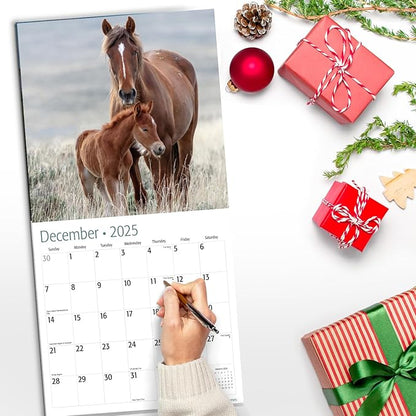 RED EMBER Horses 2025 Wall Calendar 12 Month | 12" x 24" Open | Thick & Sturdy Paper | Giftable | Calendar 2025