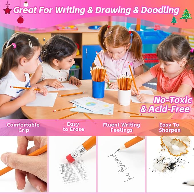 360 Pack #2 Pencils Bulk, Easter Basket Stuffers, Sharpened Number 2 HB Yellow Pencils for School Supplies College Essentials Teacher Office Desk Accessories, Writing, Drawing, Sketching, with Erasers