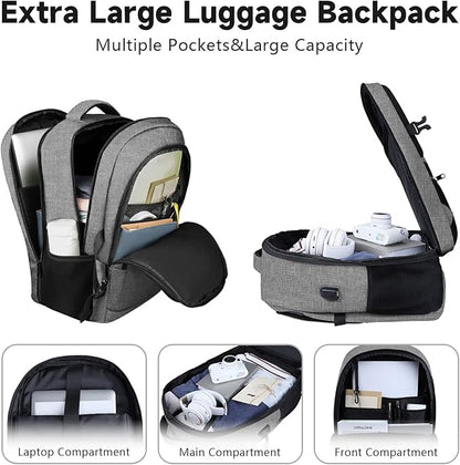 Lapsouno Extra Large Laptop Backpack, Travel Backpack, 17 Inch Carry on Backpack, Anti-Theft College School Computer Backpack with USB Port, Gift for Men Women,Grey