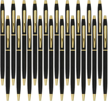 Cambond Black Pens Ballpoint Pen - Bulk Black Ink 1.0 mm Medium Point Smooth Writing for Men Women Police Uniform Office Business, 20 Pack (Black)