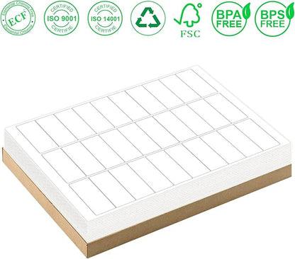 1" x 2-5/8" Address Labels 1500 labels sticker paper for Laser/Ink Jet Printer mailing labels 8.5"×11" white 30 per sheet