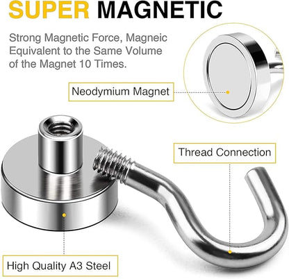 DIYMAG Magnetic Hooks, 30Lbs Strong Heavy Duty Cruise Magnet S-Hooks for Classroom, Fridge, Hanging, Cabins, Grill, Kitchen, Garage, Workplace and Office etc, (500 Pack-Silver),Screw in Hooks