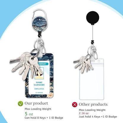 Lanyards for Id Badges, Moon Lunar Eclipse Badge Holder with Retractable Reel Clip, Cute Work Name Tags Keychain Lanyard ID Card Protector Cover for Women Teacher Nurse Nursing Doctor Office