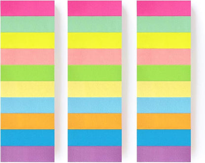 30 Pads 0.6x2 Inch Sticky Notes Flags Tabs Page Markers 10 Bright Color Sticky Index Tabs Page Flags 80 Sheet/Pad