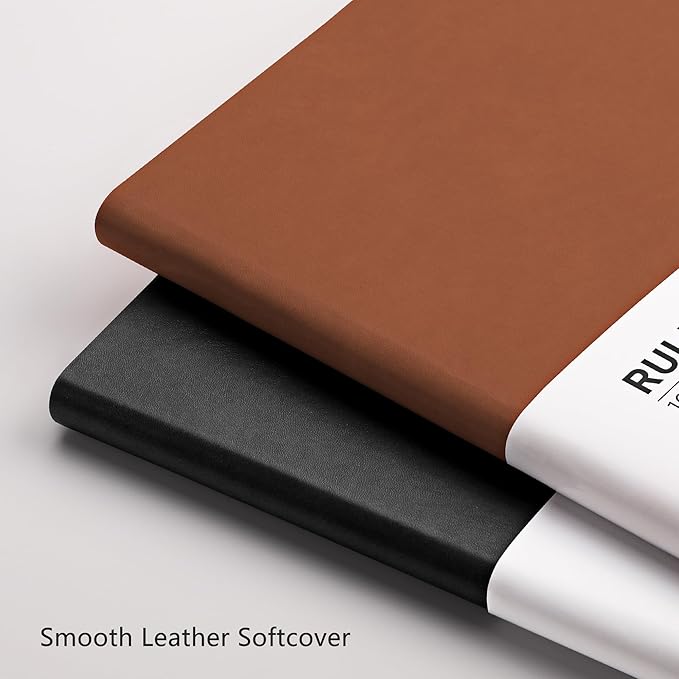 RETTACY Journaling Notebooks, B5 Lined Journal Notebook with 320 Numbered Pages, 7.6" × 10", Medium Size, Journal Notebook for Writing, Work, School, Leather Softcover, 100 GSM Thick Paper (Brown)