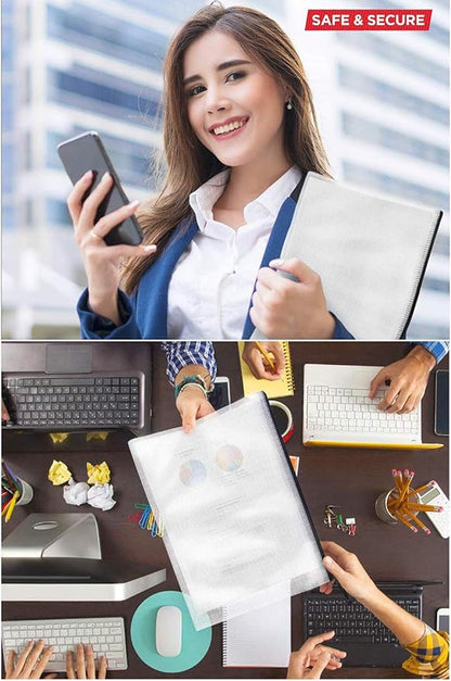 Mesh Zipper Pouch Document Bag, Plastic Zip File Folders,A4 Letter Size Waterproof Document Pouch for Office Supplies, Arts & Crafts Organizing Storage (10 Colors 40 Pack)