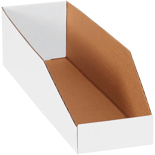 Partners Brand PBINBWZ518 Open Top Bin Boxes, 5" x 18" x 4-1/2", Oyster White (Pack of 50)