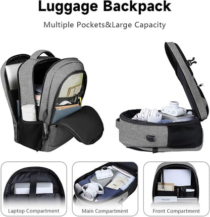 Lapsouno Business Laptop Backpack, Travel Backpack, 15.6 Inch Carry on Backpack, Anti-Theft College School Computer Backpack with USB Port, Gift for Men Women,Grey