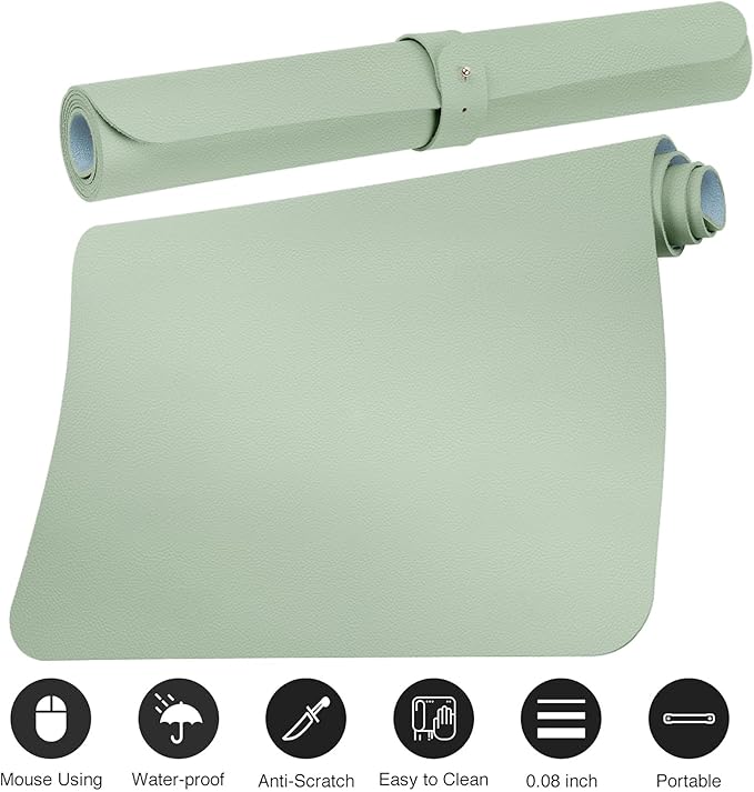 Boutilon Leather Desk Pad 47"x 24" Non-Slip Mouse Pad,Business Desk Pad,Extended Table Protector for Keyboard and Mouse,Desk Writing Pad for Office Home Working Decor (XXXL-Green)
