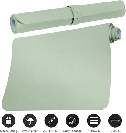Boutilon Leather Desk Pad 47"x 24" Non-Slip Mouse Pad,Business Desk Pad,Extended Table Protector for Keyboard and Mouse,Desk Writing Pad for Office Home Working Decor (XXXL-Green)