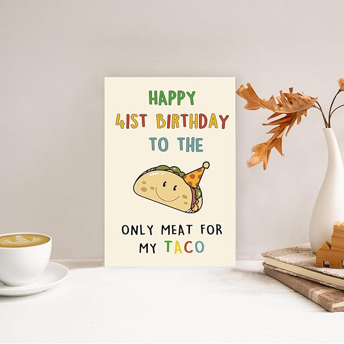 Funny 41st Birthday Card Gifts for Men, Happy 41st Birthday Decorations for Husband Him, Taco Gifts for 41 Years Old Bday Man, Cool 41 Mens Bday Ideas