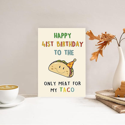 Funny 41st Birthday Card Gifts for Men, Happy 41st Birthday Decorations for Husband Him, Taco Gifts for 41 Years Old Bday Man, Cool 41 Mens Bday Ideas