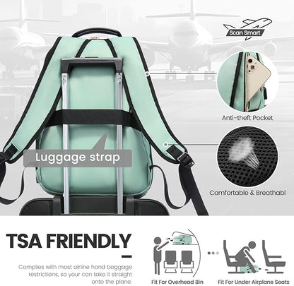 LOVEVOOK Laptop Backpack for Women 18.4 inch,Cute Womens Travel Backpack Purse,Professional Laptop Computer Bag,Waterproof Work Business College Teacher Bags Carry on Backpack with USB Port,Mint Green