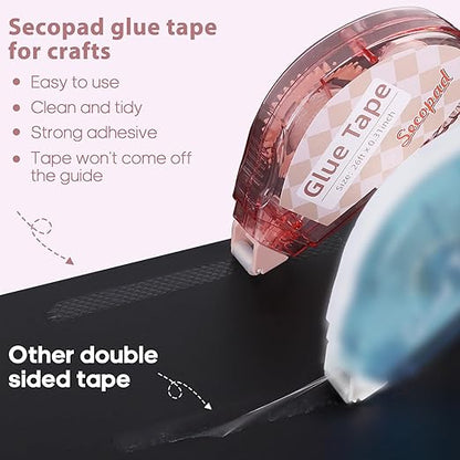 Scrapbook Tape, 8 Pack Double Sided Tape Roller for Crafts, Adhesive Glue Runner Scrapbooking Supplies Journaling School Office Supplies for Kids and Adults, 0.3IN x 26FT
