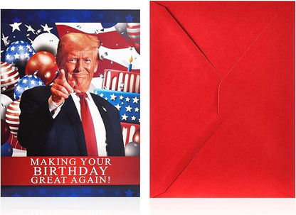 Funny Trump Birthday Card, Humor Donald Trump Happy Birthday Cards for Women Men, Trump Birthday Greeting Card for Husband Wife, Trump Birthday Gifts Cards for Her Him Fans Friends