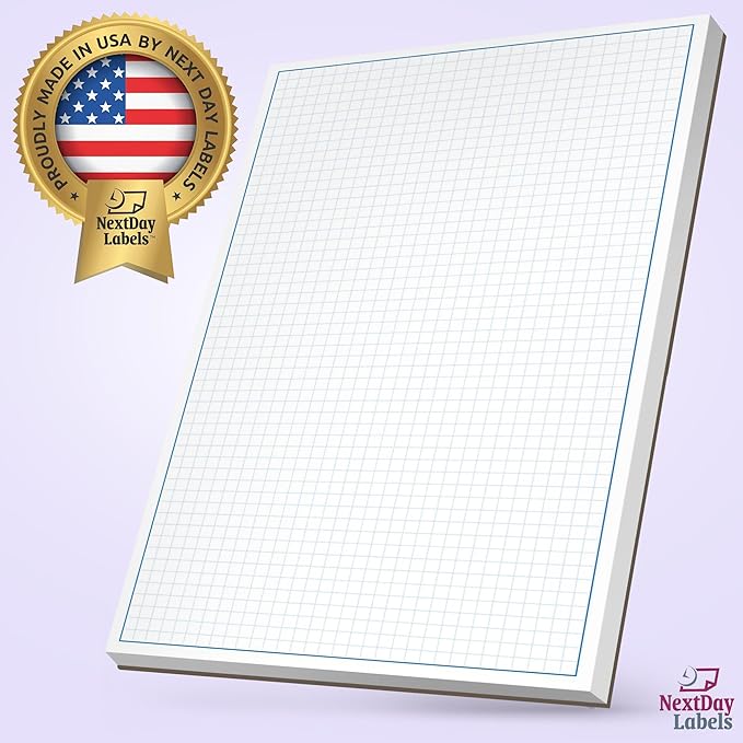 Graph Paper Pad for Blueprint Drawings, Drafting, Engineering Drawing, and Planning - Graph Paper 8.5x11 Blueprint Quadrille Grid Paper Pads with Blue Lines, High Brightness 50 Sheets (5-Pack)