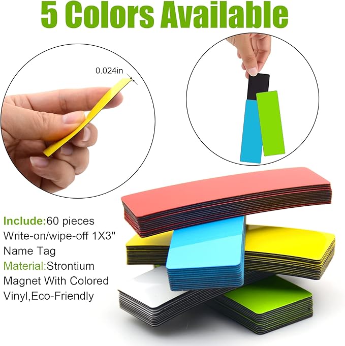 Magnetic Labels Dry Erase (1x3,Pack of 60),Write On Magnets(Red)