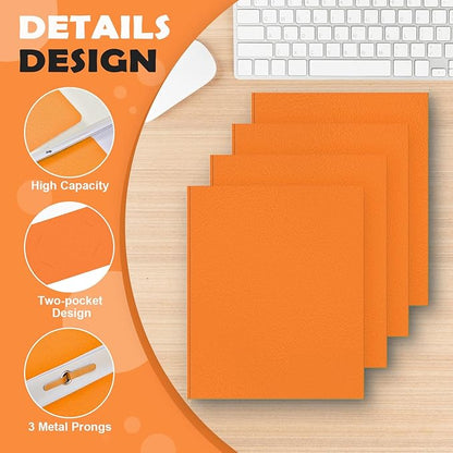 Folders with Pockets,IntoJoy 50 Pack Two Pocket Folders Business Card Holder Paper Folders with Prongs for School Office Filing Cabinet Resume Portfolio (Orange)