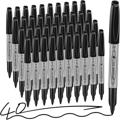 Permanent markers, 40 packs permanent markers bulk, quick drying in one second, waterproof, smooth, not easy to erase, durable, can be marked on glass, tiles and cloth, office supplies,Gray shell
