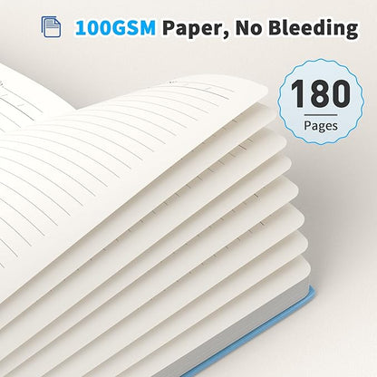 Lined Journal Notebook, 2 Pack, 180 Pages, A5 Journals for Writing, 100 GSM Thick Paper, Small Notebooks Daily Journal for Women Men Work, Business, School, Travel Supplies