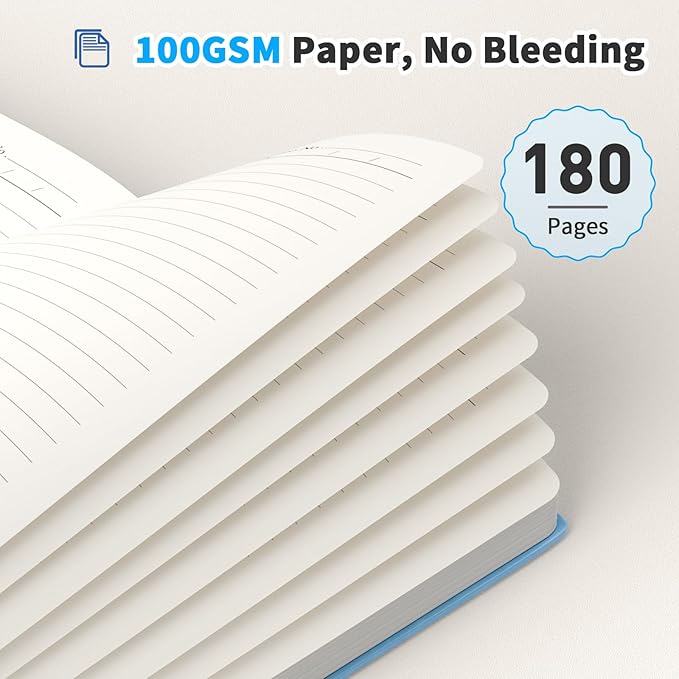 Lined Journal Notebook, 4 Pack, 180 Pages, A5 Journals for Writing, 100 GSM Thick Paper, Small Notebooks Daily Journal for Women Men Work, Business, School, Travel Supplies