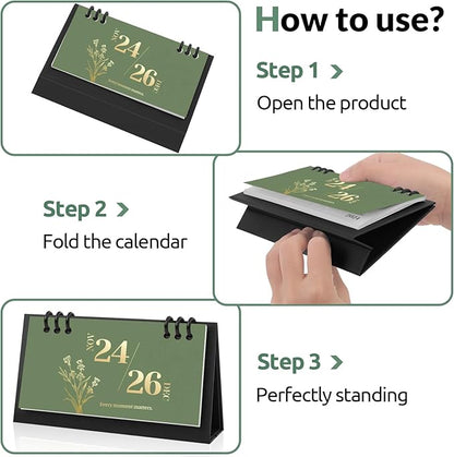 Small Desk Calendar 2024-2025, 6.8" x 3.7", 2025 Desk Calendar - Runs From Nov. 2024 Until Dec. 2026, 26 Months Mini Desktop Calendar for School, Home and Office Supplies