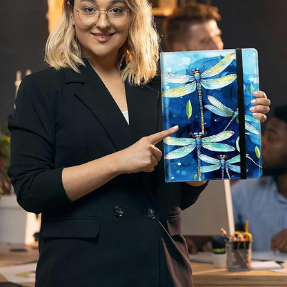 Dragonfly Padfolio Folder with Clipboard,Portfolios Organizer Clipboards with Storage Clipboard Writing Pad PU Leather Conference Document Organizer with Business Card Holder