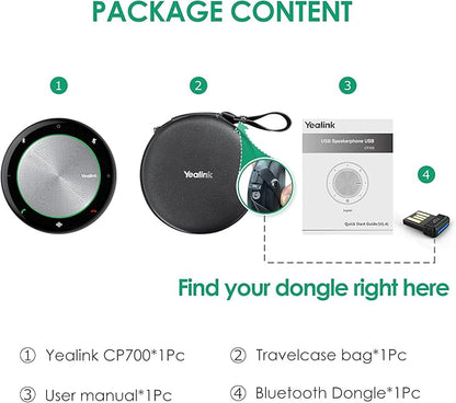 Yealink Bluetooth Speakerphone Conference Speakerphone Microphone Teams Certified CP700 USB Speaker Full Duplex Noise Reduction Algorithm Home Office 360° Voice Pickup