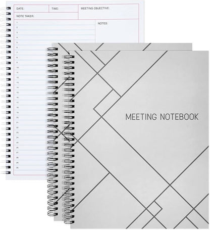 2 Pack Meeting Notebooks for Work, Spiral-Bound Daily Planner for Project Management, Office, Business, Note Taking, Organizer (160 Pages, 8.5 x 11 In)