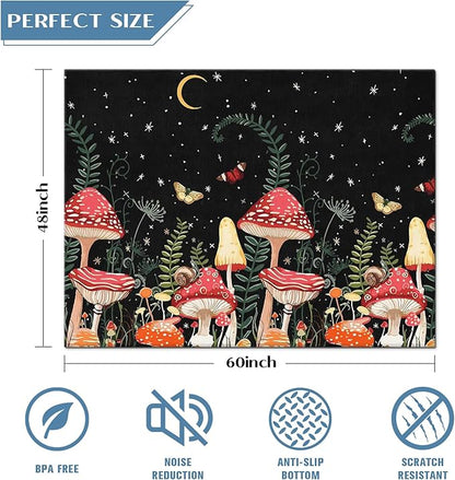 Office Chair Mat for Hardwood Floor Mushroom 48"x60" Computer Gaming Chair Mat Anti-Slip Office Rugs Floor Protector for Rolling Chairs Under Desk Rug for Home Office