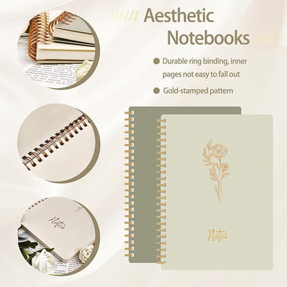 Notebook for Women, 2 Pack Spiral Notebooks – Aesthetic College Ruled Notebook, Journaling Notebooks for Writing, Bible Journal, Office Supplies for Women, Prayer Journal for Women, Perfect Notebooks for School and Work