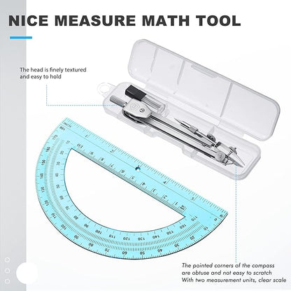 EBOOT Student Geometry Math Set, Drawing Compass and 6 Inch Swing Arm Protractor 180 Degree Math Protractor (Blue)