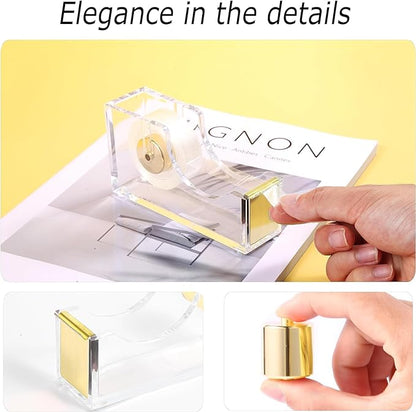 Desk Organizers and Accessories 7Pcs Set with 360-Degree Rotating Pen Holder, Acrylic Stapler, Tape Holder, Staple Remover, Binder/Paper Clips Kit, Scissor and 1 Box of Staples
