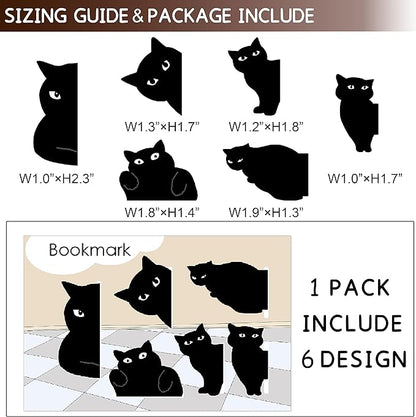 yasest Magnetic Bookmarks - 6 Pieces Assorted Cute Book Markers Clip Set for Women Teachers Students Book Lovers Reading, for School Office Home Supplies, Kawaii Cat Magnet Page Markers