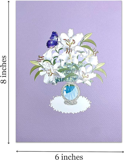 Paper With Deepest Sympathy Card, Lily Pop Up Card, Loss of Loved One, Pet, Mom, Dad, Child, Thinking Of You, Condolence, Bereavement, Grief, Greeting Card with Envelope (Lily)