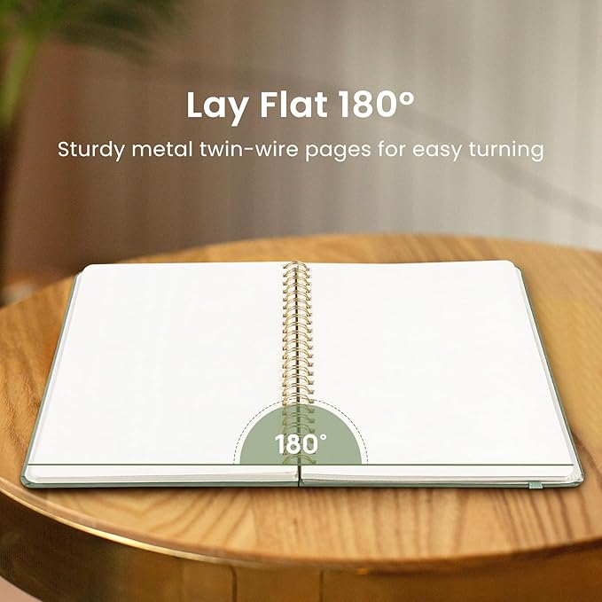 Taja Blank Spiral Journal Notebook for Women & Men, 140 Pages, Sketch Book, Plain Notebook for Drawing & Sketching, Journals for Creative Writing, A5(6"x8") - Green