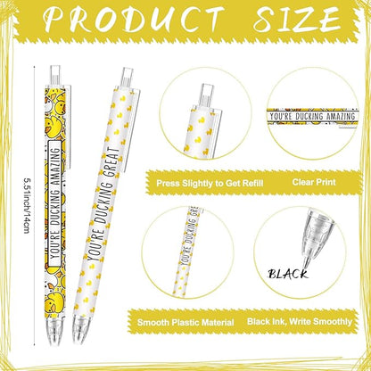 Jetec 60 Pcs Duck Pens Gifts Inspirational Cute Ballpoint Pens Bulk Motivational Employee Appreciation Gifts Black Ink for Duck Lovers Thank You Coworkers