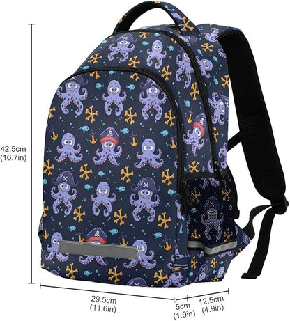 MNSRUU Laptop Backpack with Chest Strap, Octopus School Backpack, Travel Hiking Backpack for Boys Girls Teen Adult, Rucksack, Knapsack