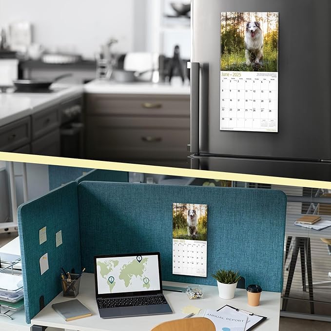 RED EMBER Australian Shepherds Mini 2025 Wall Calendar 12 Month | 7" x 14" Open | Thick & Sturdy Paper | Giftable | Calendar 2025