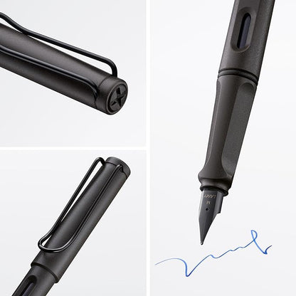 LAMY safari umbra - Fountain Pen with ergonomic grip & polished steel nib in size EF - ideal for any Writing & Calligraphy - including LAMY T 10 blue cartridge - Right-Handed