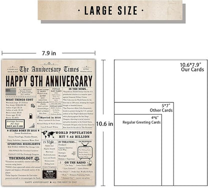 Big 9th Anniversary Card for Husband Wife, Funny 9 Years Wedding Anniversary Card Gift for Men Women, Willow Anniversary Card for Mom Dad Parents