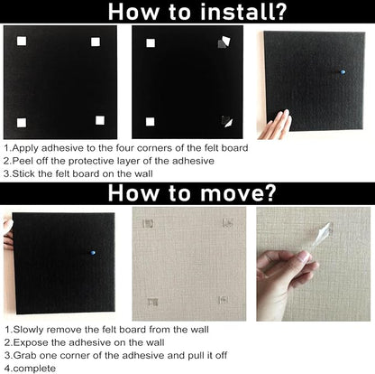 Large Cork Board Alternative for Walls, 47"x35" 12 Pack Felt Wall Tiles Bulletin Board with 30 Push Pins, Sticky Notes, Cork Boards for Office Pin Board Tack Board Felt Boards (Light Camel)