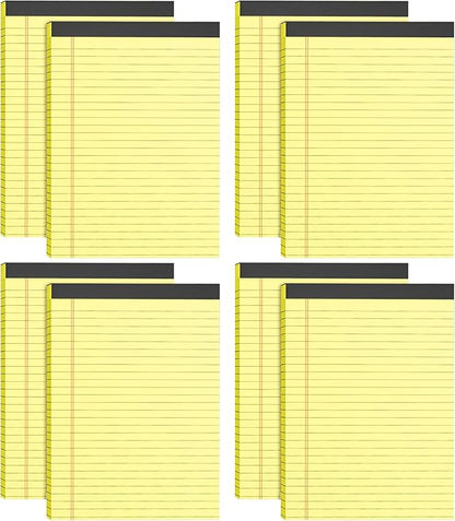 Note Pads 5x8, 8 Pack Small Legal Pads 5x8 Yellow Pad, College Ruled Legal Notepads, Lined Pads of Paper 5x8 Yellow Paper Writing Pads, 30 Sheets Per Notepad for School, Home, Office, Business
