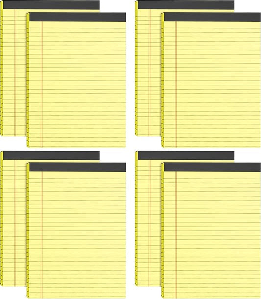 Note Pads 5x8, 8 Pack Small Legal Pads 5x8 Yellow Pad, College Ruled Legal Notepads, Lined Pads of Paper 5x8 Yellow Paper Writing Pads, 30 Sheets Per Notepad for School, Home, Office, Business