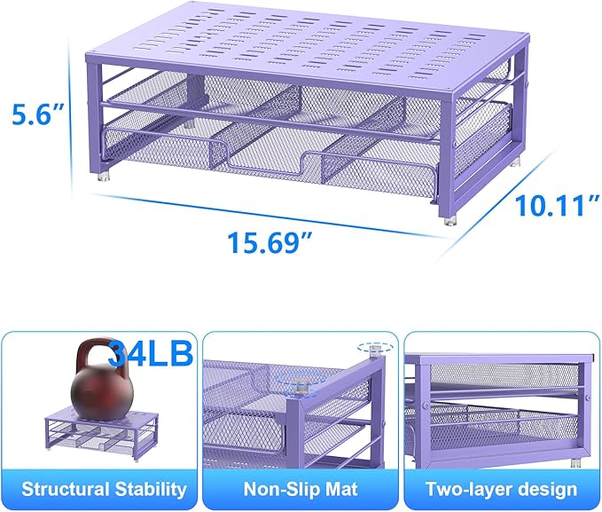 gianotter Computer Monitor Stand Riser, office organizer with Drawer, Office Organizers Storage for Classroom Office Supplies (Purple)