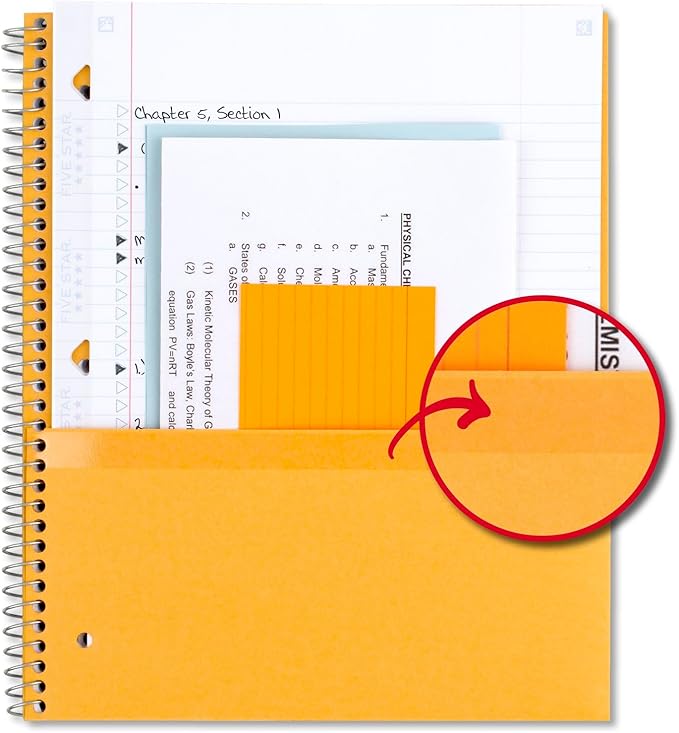 Five Star Spiral Notebooks + Study App, 4 Pack, 1 Subject, College Ruled Paper, 8-1/2" x 11", 100 Sheets, Purple, Pink, White, Green (820337-ECM)