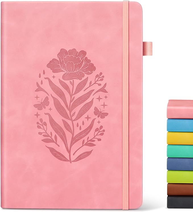 Lined Journal Notebook for Women, A5 Pink Hardcover Leather Journals for Writing, 200 Pages Thick Travel Daily Journal, College Ruled Notebook for Work School, Note Taking, Business 5.75'' X 8.38''