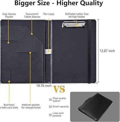 Bible Philippians 4:13 PU Leather Padfolio Clipboard Notepad with Pen Loop and Elastic Strap Interview/Resume Document Organizer for Business School Office
