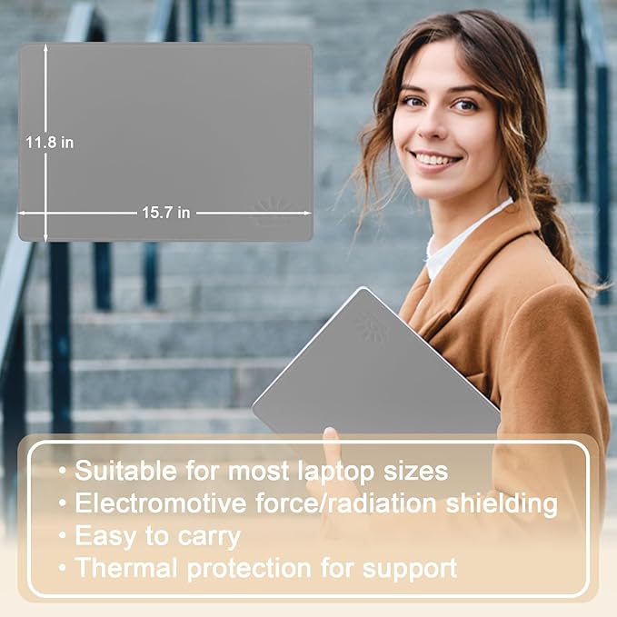 Laptop Protective Pad, Electromagnetic Radiation Laptop Protective Pad, Suitable for Laptops, Tablets, and Mobile Phones, Easy to Carry (11.8x15.7inch Grey)